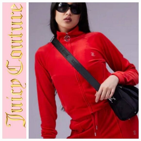 Juicy Couture Goji Berry Velour Track Top - Picture 1 of 7